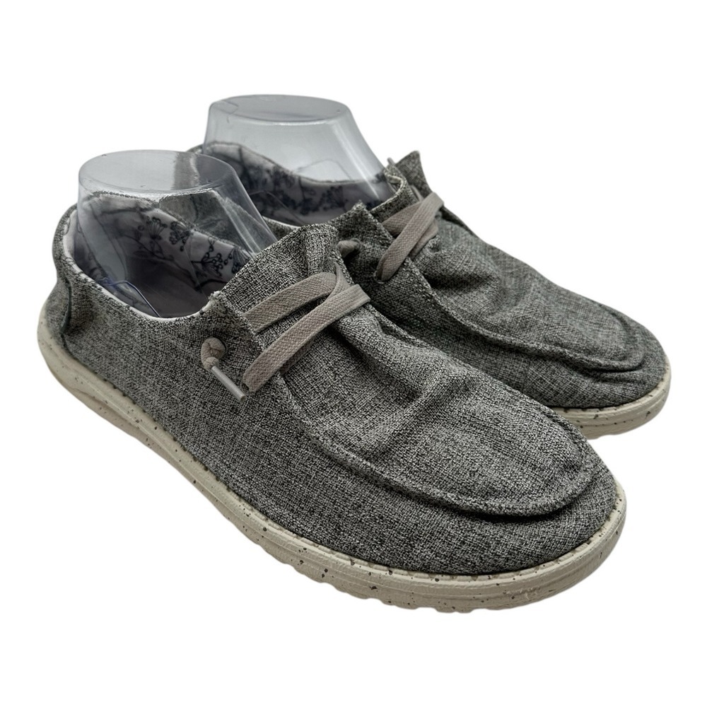 Hey Dude Wendy Linen Shoes Womens 10 Iron Grey Slip On Lightweight Loafer Casual